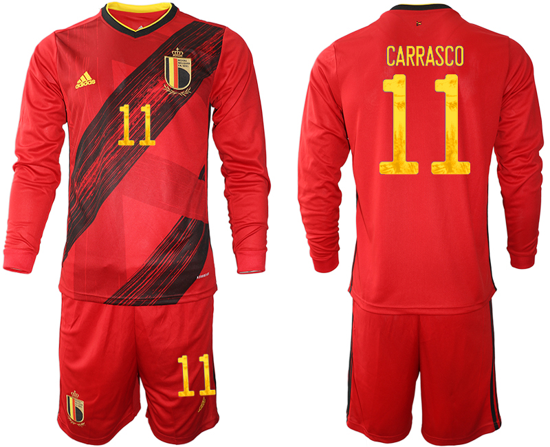 Men 2021 European Cup Belgium home Long sleeve #11 soccer jerseys